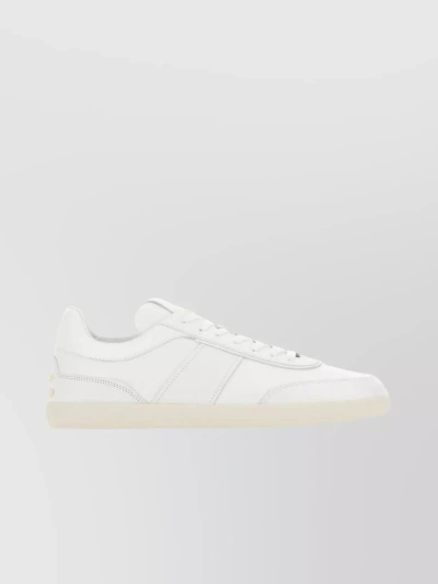 Tod's Leather Low-top Sneakers With Round Toe In White