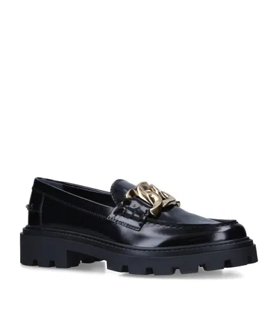 Tod's Leather Lug-sole Loafers In Black