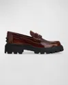 Tod's Leather Lug-sole Penny Loafers In Medium Beige