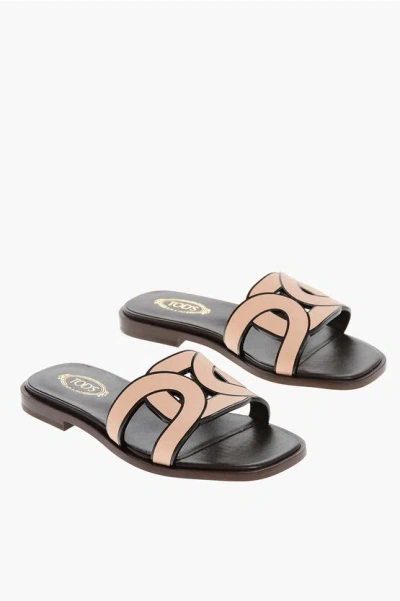 Tod's Leather Maxi Catena Sandals With Cuir Sole In Multi
