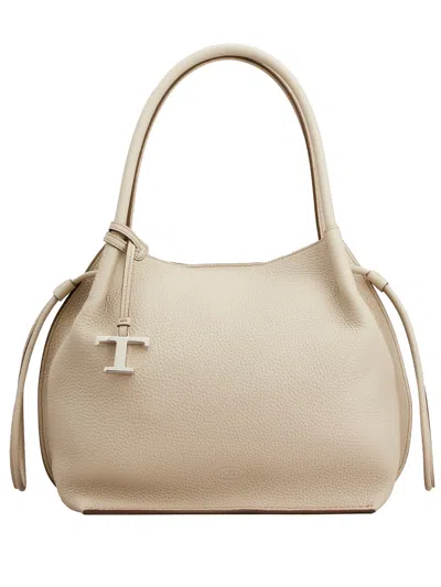 Tod's Leather Medium Bucket Bag In Nude