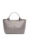 Tod's Spacious Leather And Suede Tote Bag With Magnetic Closure In Grey