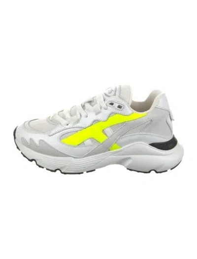 Pre-owned Tod's Leather Mesh Accents Chunky Sneakers In White