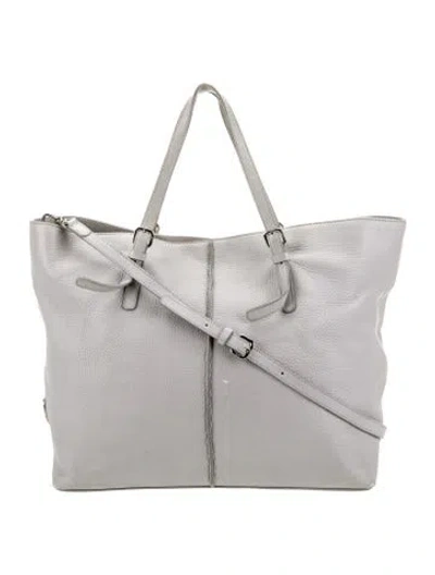 Pre-owned Tod's Leather Messenger Bag In Gray