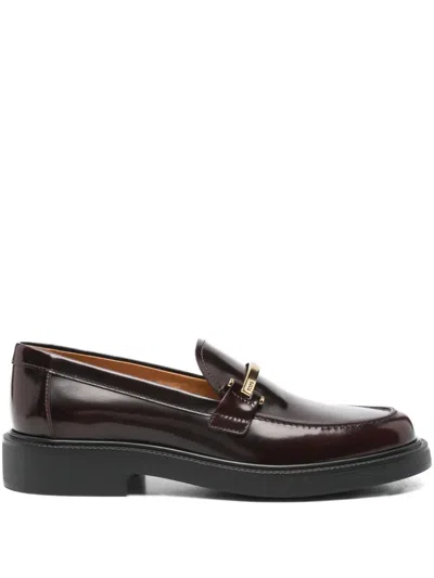 TOD'S LEATHER METALLIC-BAR LOAFERS