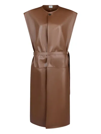 Tod's Leather Midi Dress In Brown