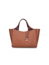 Tod's Structured Brown Shoulder Bag With Textured Finish In Brown
