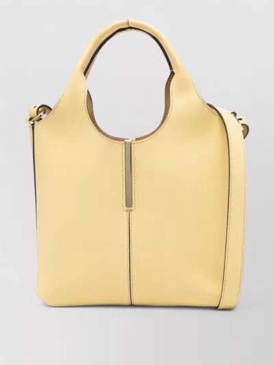 Tod's Leather Mini Tote Bag Branded Metal Bar In Blue