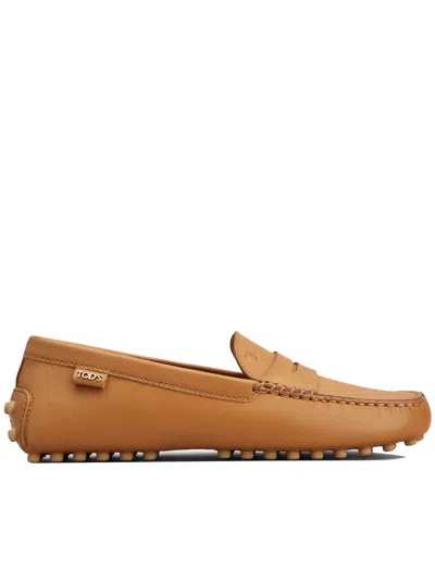 Tod's Tod`s Leather Mocassino Gummy In Brown