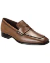 Tod's Leather Loafers With Round Toe And Rubber Sole In Brown