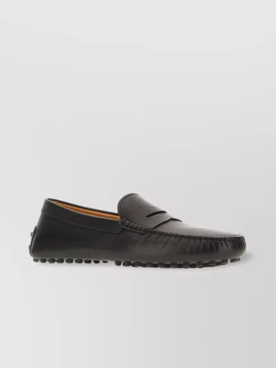 Tod's Leather Moccasin Loafers Pebble Sole In Brown