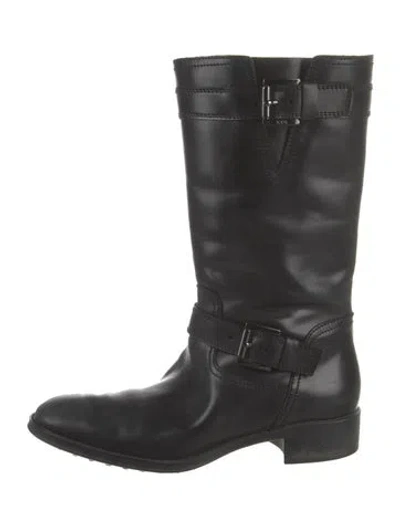 Pre-owned Tod's Leather Moto Boots In Black
