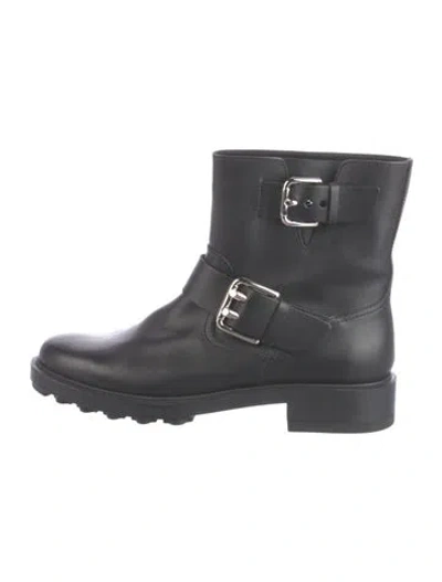 Pre-owned Tod's Leather Moto Boots In Black