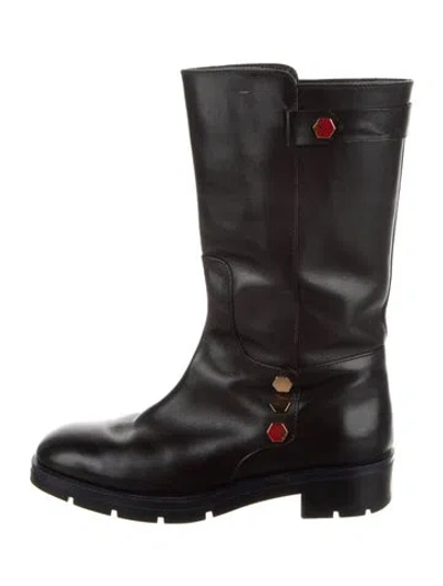 Pre-owned Tod's Leather Moto Boots In Black