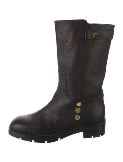 Pre-owned Tod's Leather Moto Boots In Black