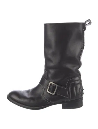 Pre-owned Tod's Leather Moto Boots In Black
