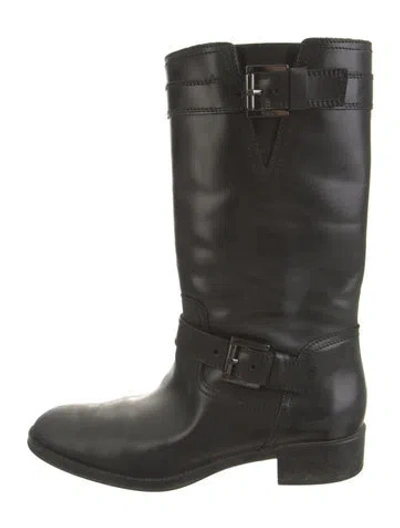 Pre-owned Tod's Leather Moto Boots In Black