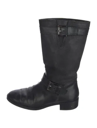 Pre-owned Tod's Leather Moto Boots In Black