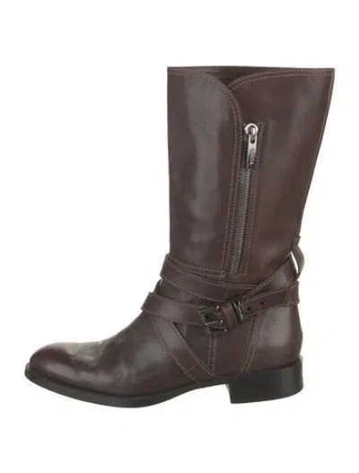 Pre-owned Tod's Leather Moto Boots In Brown
