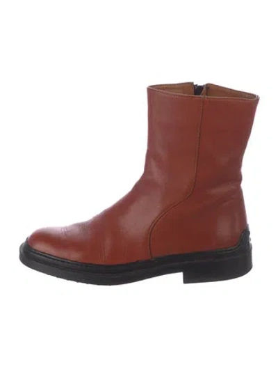 Pre-owned Tod's Leather Moto Boots In Brown