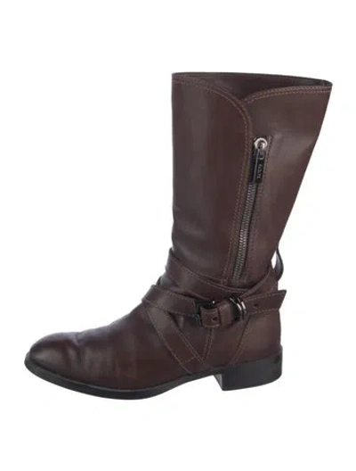 Pre-owned Tod's Leather Moto Boots In Brown