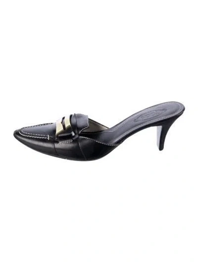 Pre-owned Tod's Leather Mules In Black