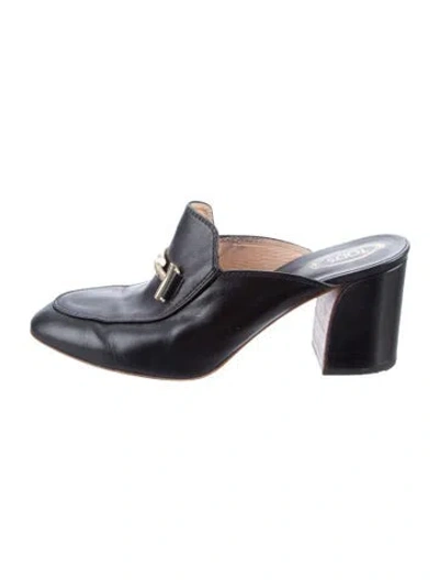Pre-owned Tod's Leather Mules In Black