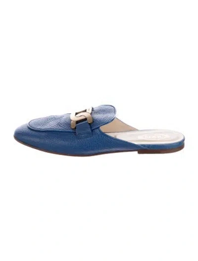 Pre-owned Tod's Leather Mules In Blue