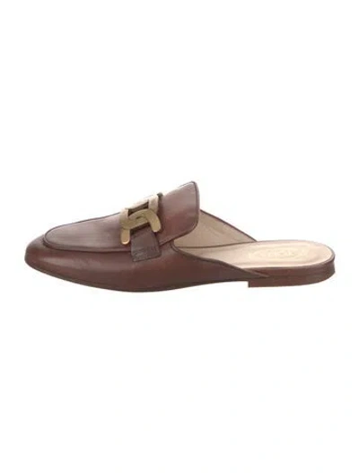 Pre-owned Tod's Leather Mules In Brown