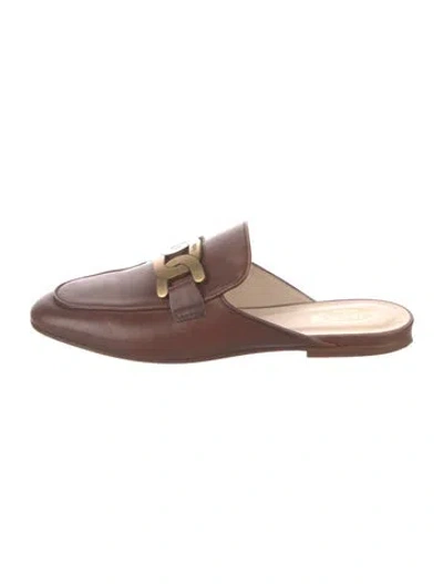 Pre-owned Tod's Leather Mules In Brown