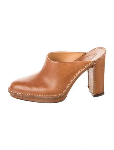 Pre-owned Tod's Leather Mules In Brown