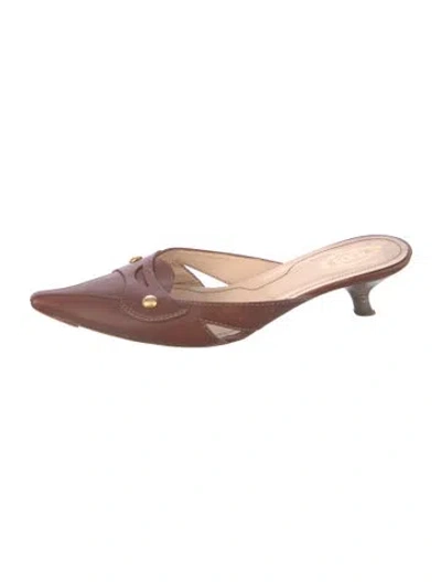 Pre-owned Tod's Leather Mules In Brown