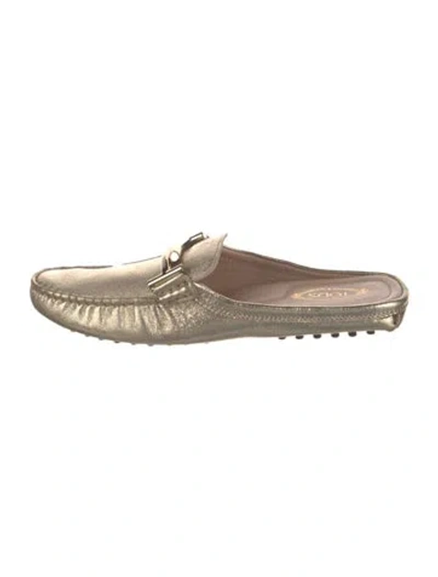Pre-owned Tod's Leather Mules In Gold/metallic
