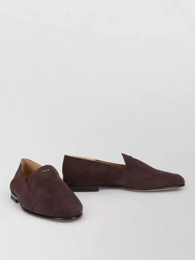 Tod's Leather Mules Loafer Style Logo Detail In Brown