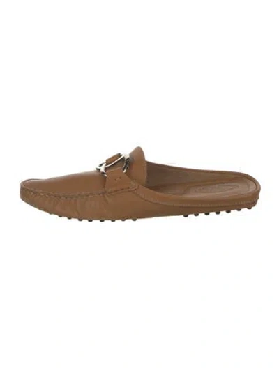 Pre-owned Tod's Leather Mules In Neutrals