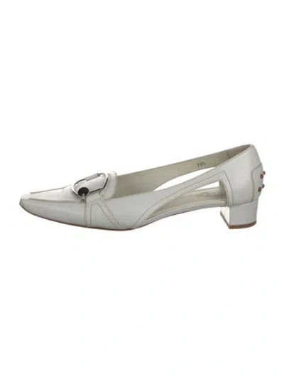 Pre-owned Tod's Leather Mules In White