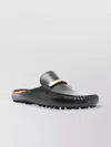 Tod's Leather Mules With Metal Bar Detail In Metallic