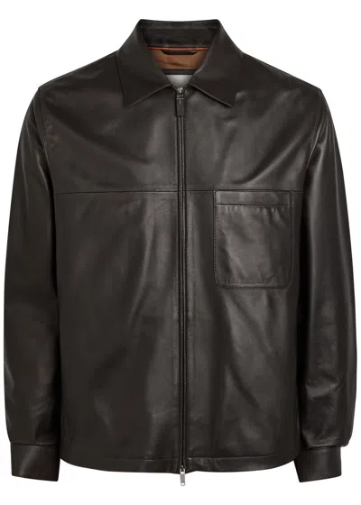 Tod's Tods Leather Overshirt In Black