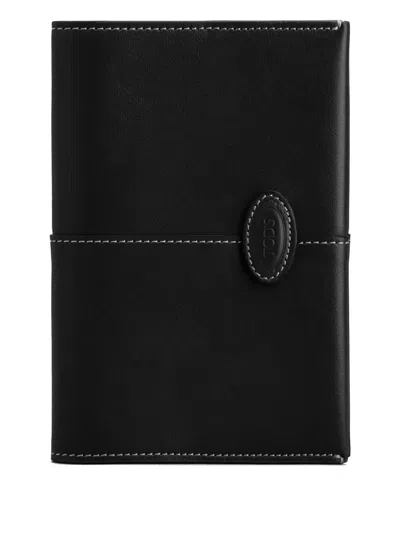 Tod's Leather Passport Wallet In Black
