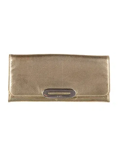 Pre-owned Tod's Leather Patterned Continental Wallet In Gold/metallic