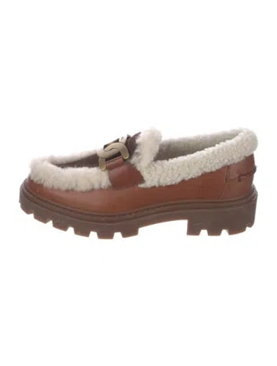 Pre-owned Tod's Leather Patterned Loafers In Brown