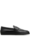 Tod's Leather Penny Loafers In Black