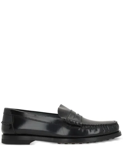 Tod's Leather Penny Strap Loafers In Black