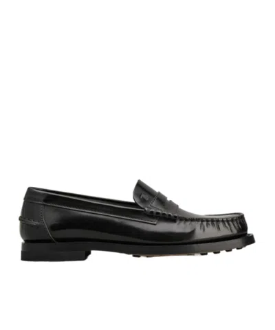 TOD'S TOD'S LOGO EMBOSSED PENNY LOAFERS