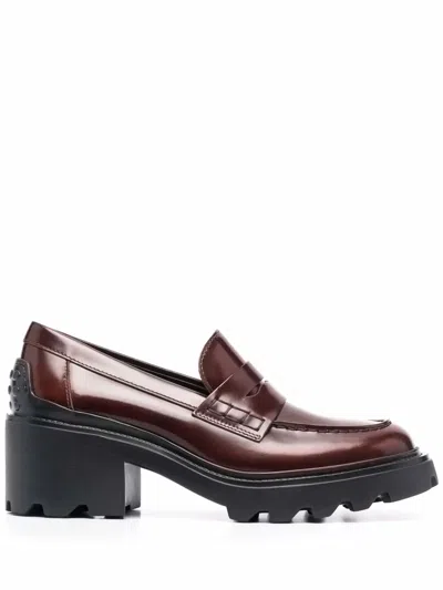 Tod's Leather Penny Loafers In Brown