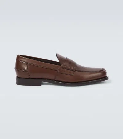 Tod's Leather Penny Loafers In Brown