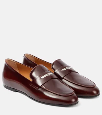 Tod's Leather Penny Loafers In Brown