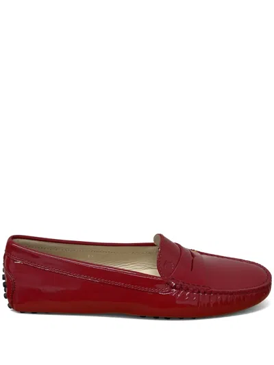 Tod's Leather Penny Loafers In Red