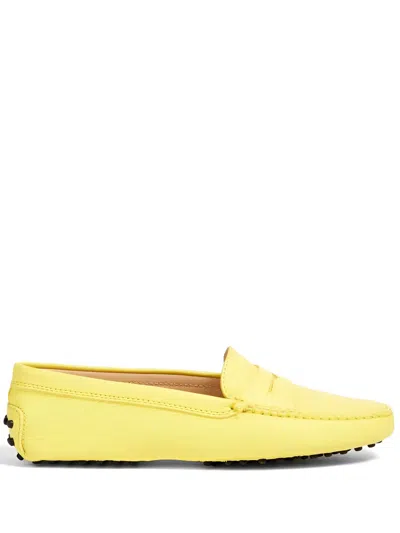 Tod's Leather Penny Loafers In Yellow