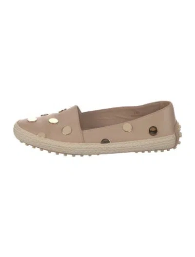 Pre-owned Tod's Leather Polka Dot Print Espadrilles In Neutral